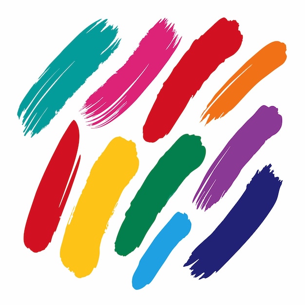 Conjunto de pinceladas multicolores Pincelada multicolora vectorial aislada sobre un fondo blanco