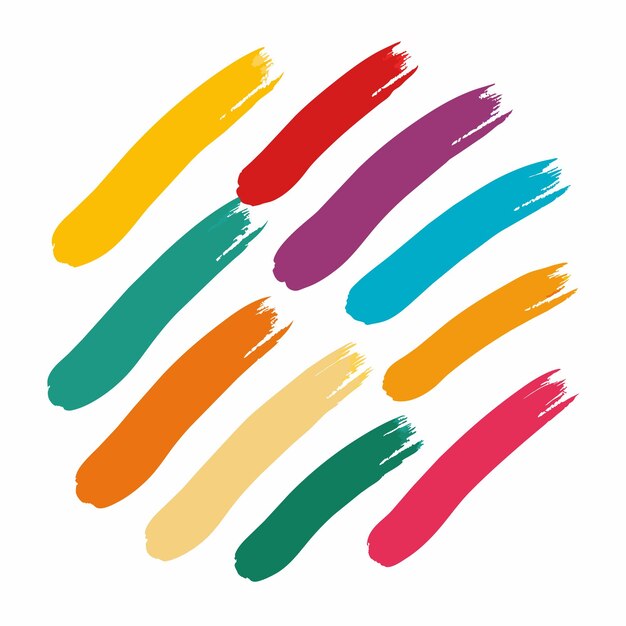 Conjunto de pinceladas multicolores Pincelada multicolora vectorial aislada sobre un fondo blanco