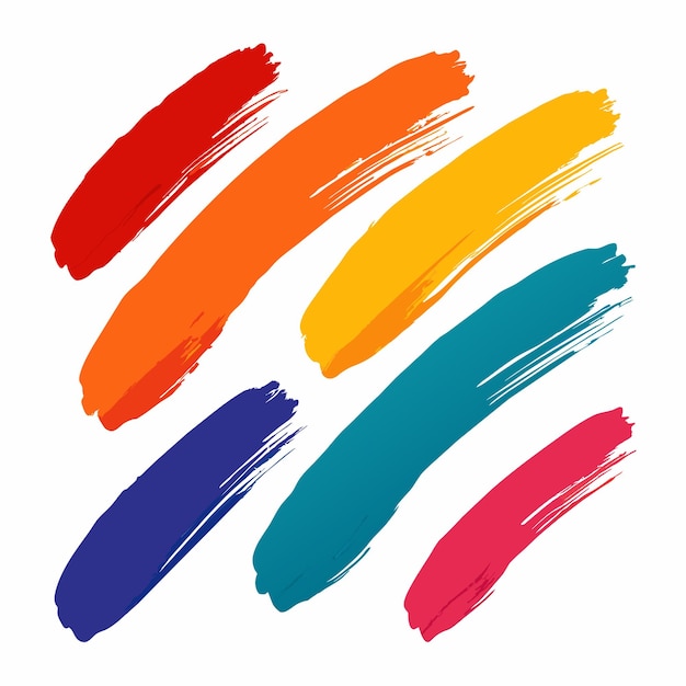 Conjunto de pinceladas multicolores Pincelada multicolora vectorial aislada sobre un fondo blanco