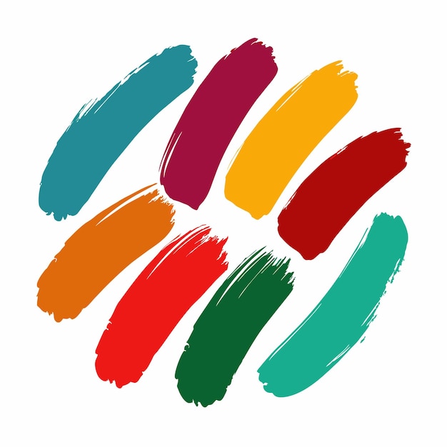 Conjunto de pinceladas multicolores Pincelada multicolora vectorial aislada sobre un fondo blanco