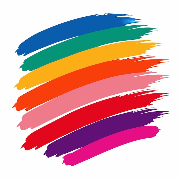 Conjunto de pinceladas multicolores Pincelada multicolora vectorial aislada sobre un fondo blanco