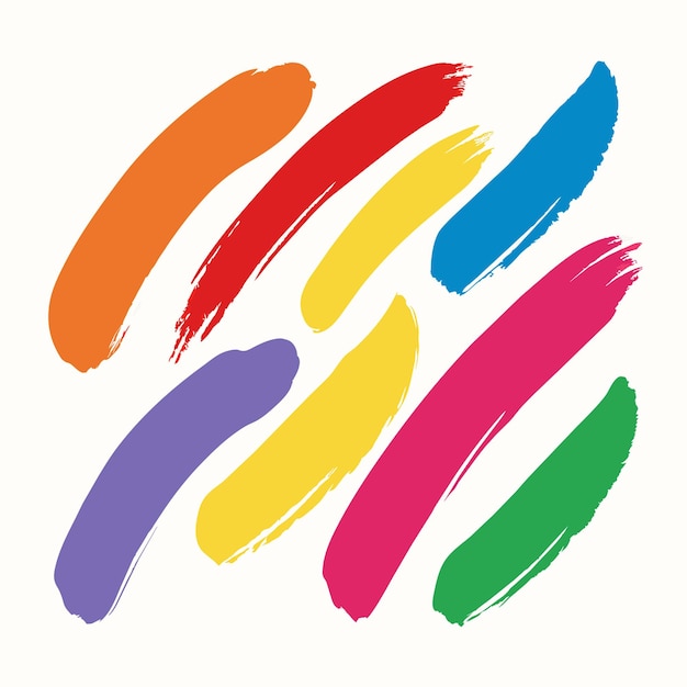 Conjunto de pinceladas multicolores Pincelada multicolora vectorial aislada sobre un fondo blanco