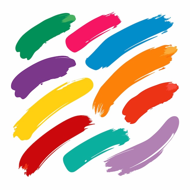 Conjunto de pinceladas multicolores Pincelada multicolora vectorial aislada sobre un fondo blanco