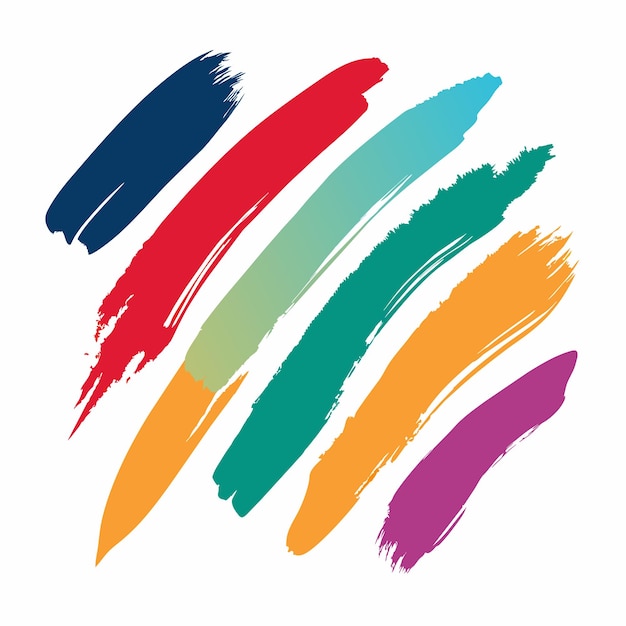 Conjunto de pinceladas multicolores Pincelada multicolora vectorial aislada sobre un fondo blanco