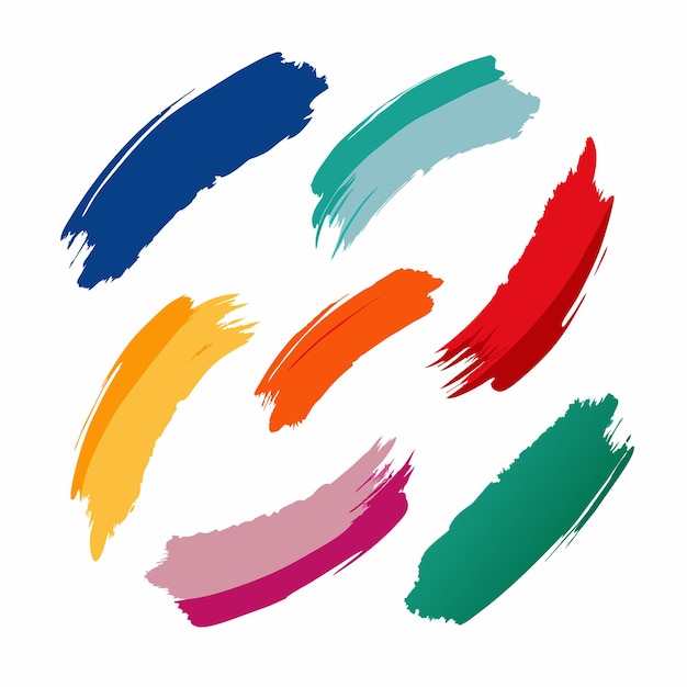 Conjunto de pinceladas multicolores Pincelada multicolora vectorial aislada sobre un fondo blanco