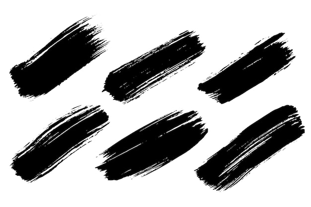 Conjunto de pinceladas negras Grunge para diseño gráfico y texturas
