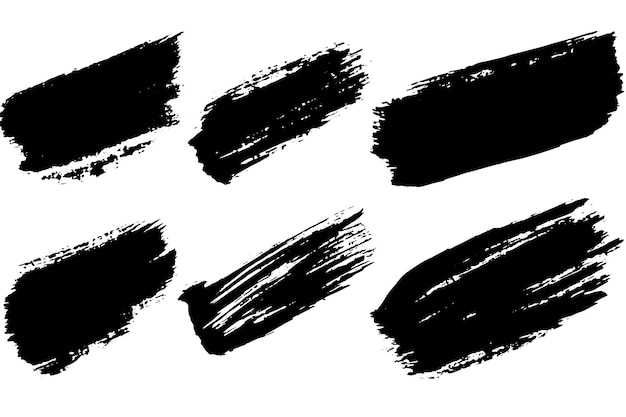 Conjunto de pinceladas negras Grunge para diseño gráfico y texturas