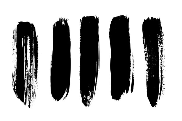 Conjunto de pinceladas negras Grunge para diseño gráfico y texturas