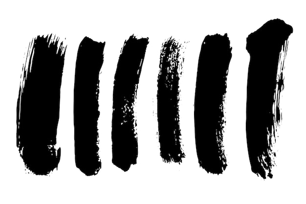 Conjunto de pinceladas negras Grunge para diseño gráfico y texturas
