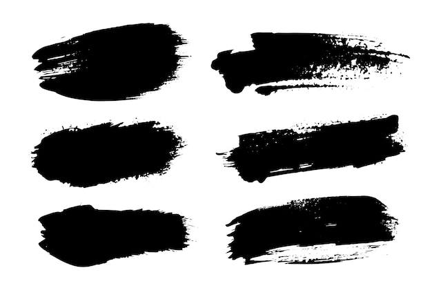 Conjunto de pinceladas negras Grunge para diseño gráfico y texturas
