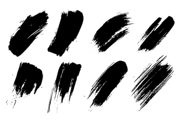 Conjunto de pinceladas negras Grunge para diseño gráfico y texturas