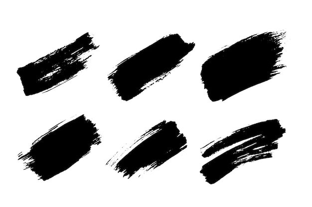 Conjunto de pinceladas negras Grunge para diseño gráfico y texturas