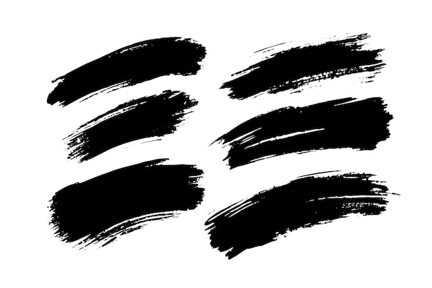 Conjunto de pinceladas negras Grunge para diseño gráfico y texturas