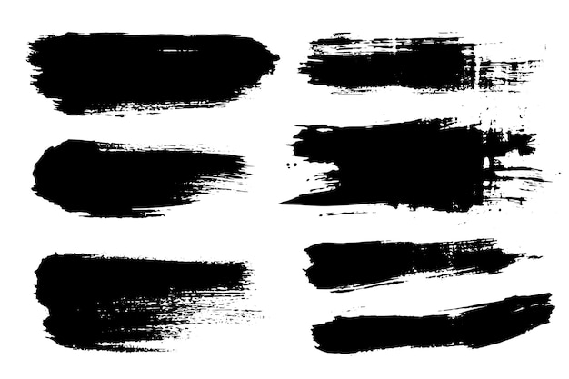 Conjunto de pinceladas negras Grunge para diseño gráfico y texturas