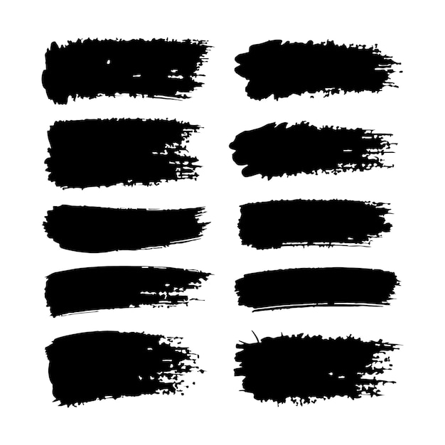 Conjunto de pinceladas Pinceladas grunge de tinta negra Ilustración vectorial