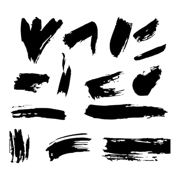 Conjunto de pinceles grunge trazo de tinta de pintura negra Vector