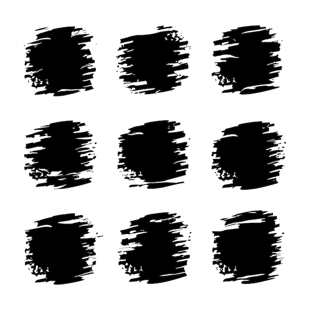 Conjunto de pinceles de pintura de color negro vectorial