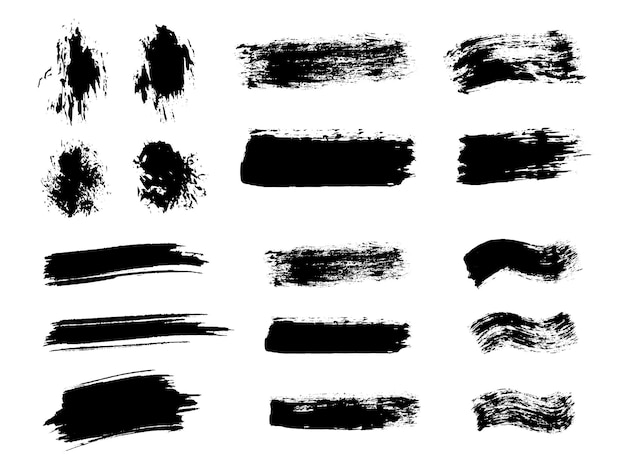 Conjunto de pinceles de pintura vectorial con fondo pintado a mano, tinta, garabateo y clipart
