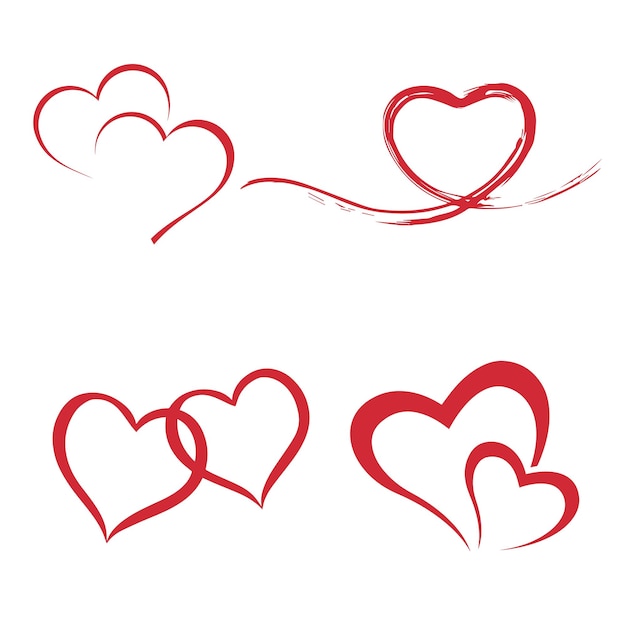 conjunto de pinceles de tinta de corazones Símbolo del corazón logotipo en forma de icono de corazón amantes romance san valentín dibujo a mano