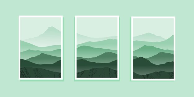 Conjunto de pintura abstracta de montaña. Fondo de arte abstracto. Ilustración de vector.