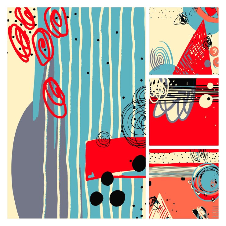 Vector conjunto de pintura contemporánea abstracta moderna en la colección de estilo hipster de moda