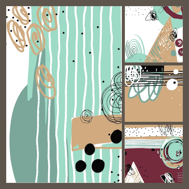 Conjunto de pintura contemporánea abstracta moderna en la colección de estilo hipster de moda