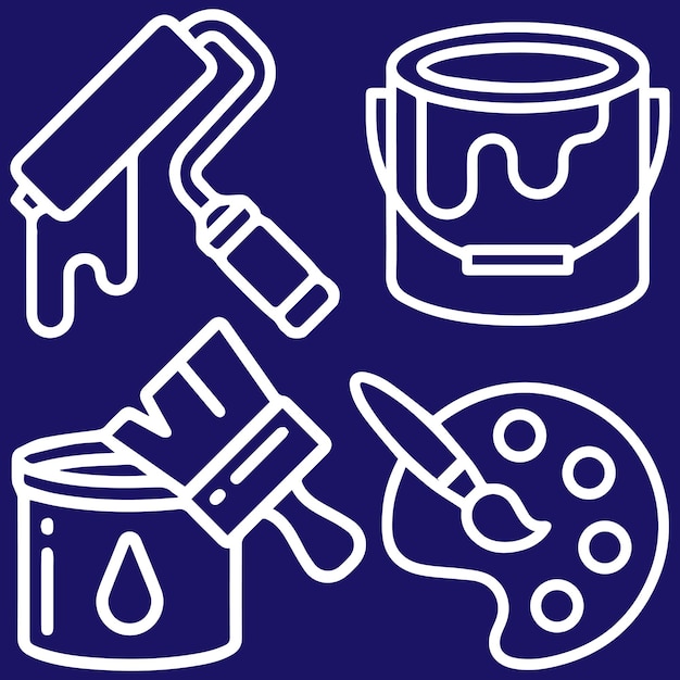 Conjunto de pintura para el hogar decoración de logotipo o iconos vector Equipamiento de renovación del hogar