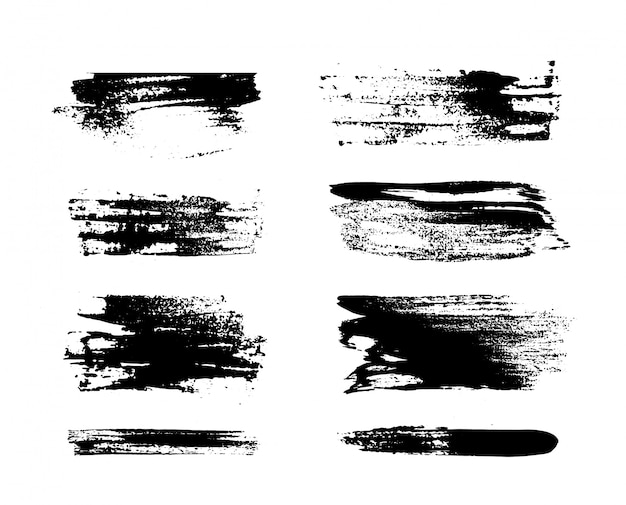 Conjunto de pintura negra, trazos, pinceles. Elementos decorativos