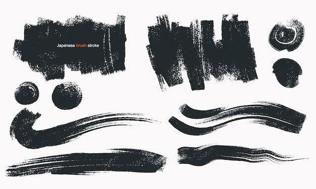 Conjunto de pinturas abstractas con pinceladas negras Pintura de dibujo a mano seca Vector de textura de pincelada