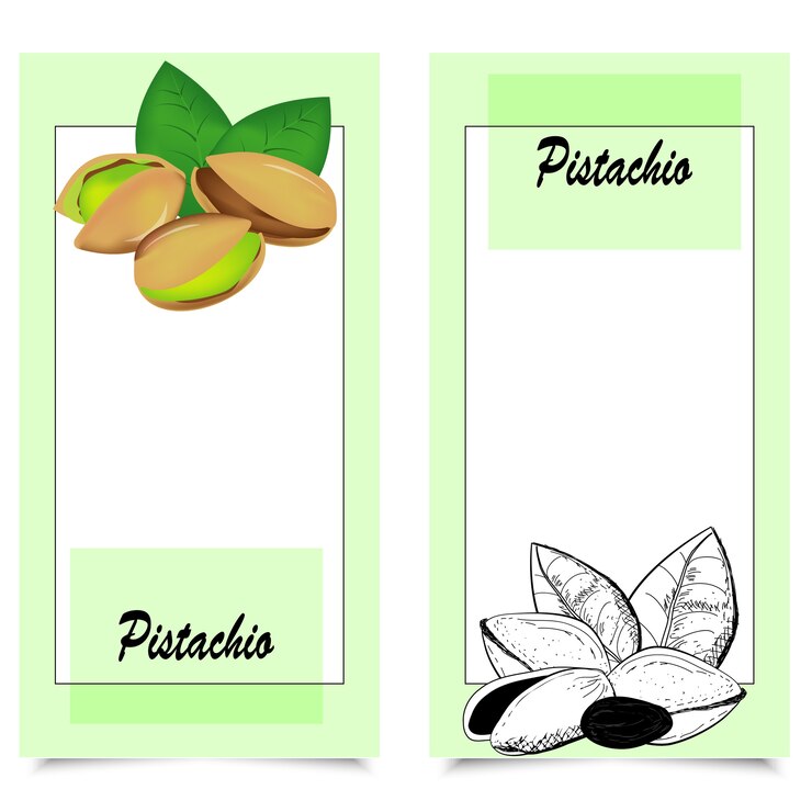Vector conjunto de pistacho una colección dibujada a mano en una tarjeta