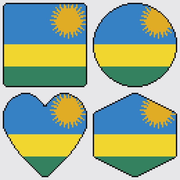 conjunto de pixel art formas bandera del país del mundo