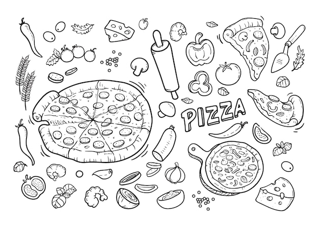 Conjunto de pizza garabato