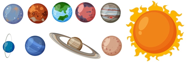 Vector conjunto de planetas del sistema solar.