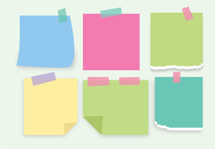 Vector conjunto de planificador digital notas pegajosas simplemente notas pegajosas colección postit