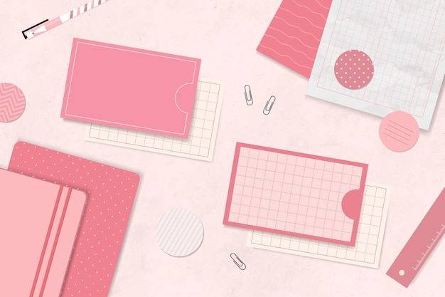 Vector conjunto de planificador de papelería rosa