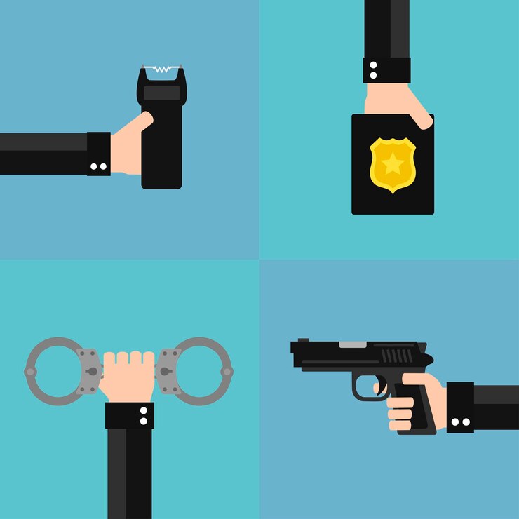 Vector conjunto plano de diseño moderno de policíailustración vectorial