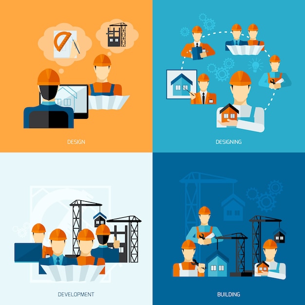 Vector conjunto plano de ingeniero