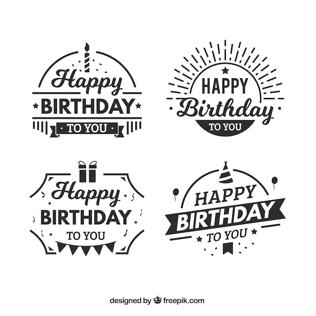 Conjunto plano de pegatinas de cumpleaños fantásticas
