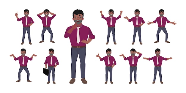 Conjunto plano de personas con diferentes emociones.