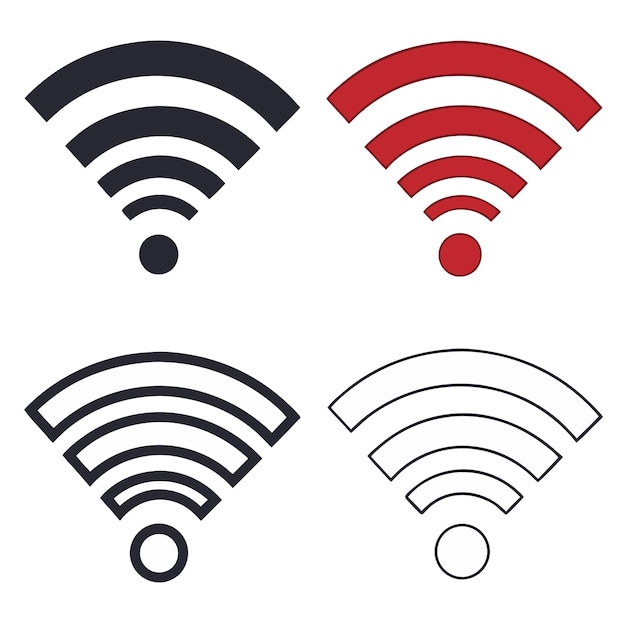 Conjunto plano de símbolos wifi diseño de íconos sin guerra de internet