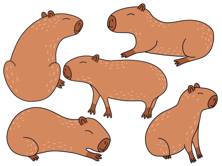 Conjunto plano vectorial de capíbaras Conjunto de diferentes caracteres de capíbara