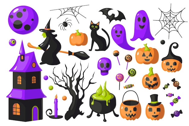 Conjunto plano vectorial con Halloween