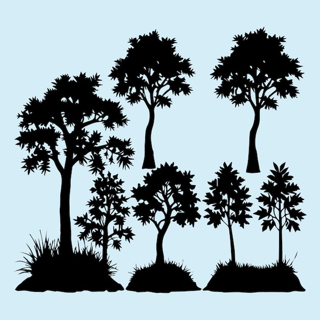 Conjunto de planta y árbol con su silueta.