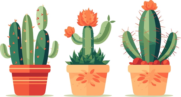 conjunto de plantas del desierto plantas de cactus ilustración vectorial