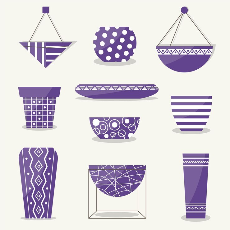 Vector conjunto de plantas en macetas de moda para el hogar diferentes plantas de interior aisladas sobre fondo blanco alocasia begonia palmito monstera ficus strelitzia y oxalis ilustración de vector plano de color