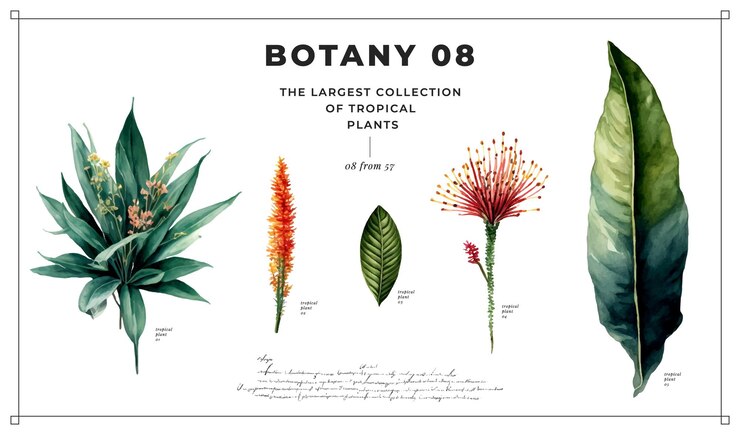 Vector conjunto de plantas tropicales.