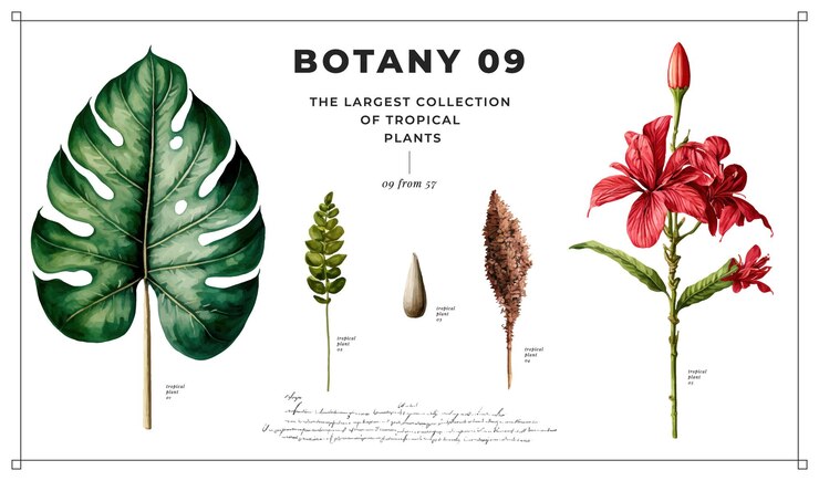 Vector conjunto de plantas tropicales.
