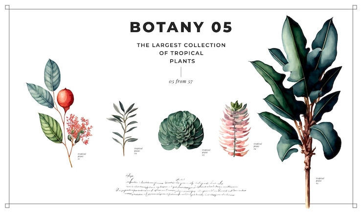 Vector conjunto de plantas tropicales.