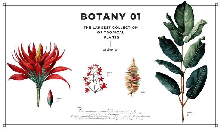 Vector conjunto de plantas tropicales.