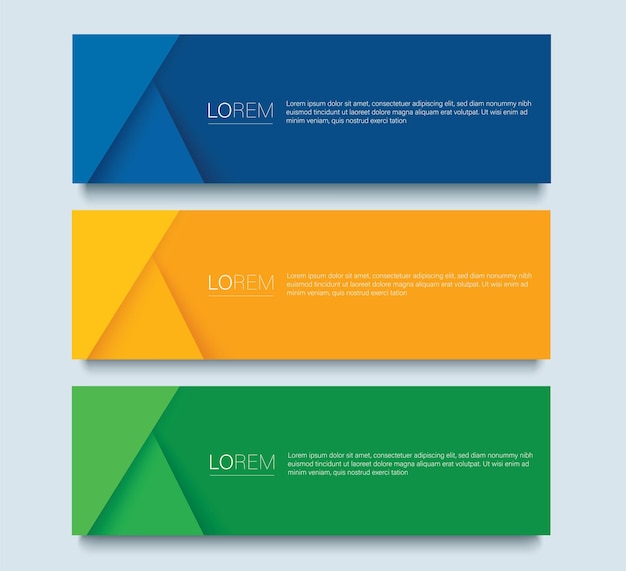 Conjunto de plantilla de banner colorido moderno Diseño de banner azul amarillo y verde
